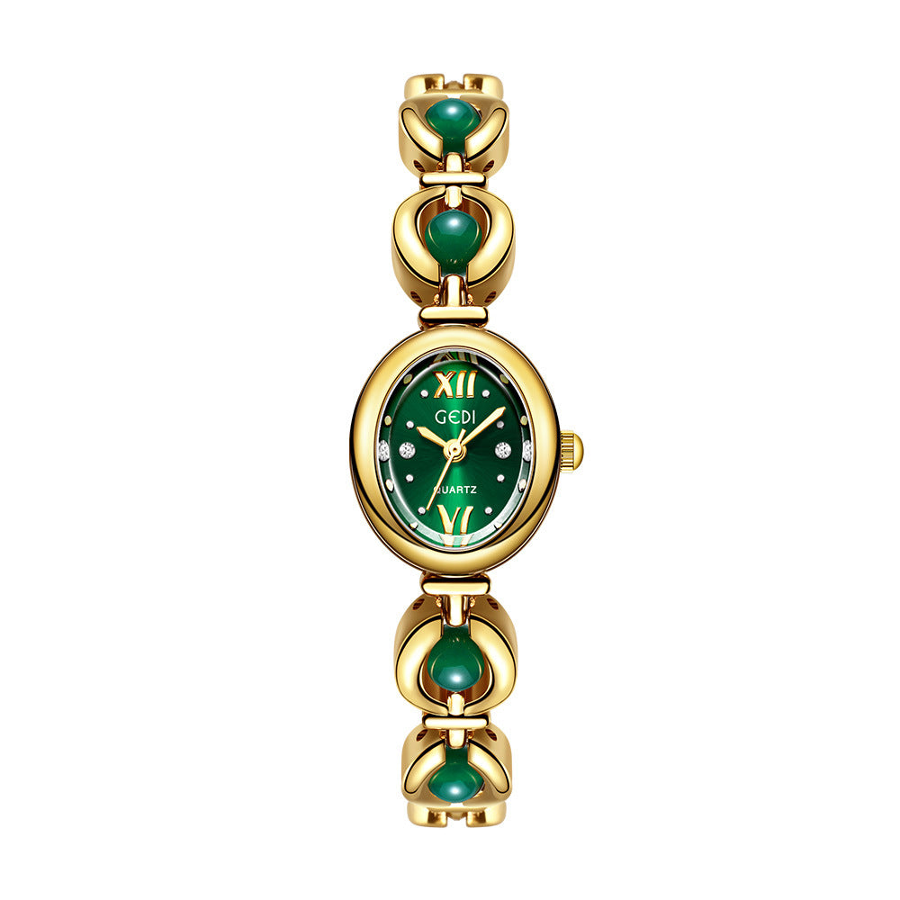 Gedi National Style Emerald Good-looking Bracelet Watch Niche High-grade Light Luxury Shell Pearls Exquisite Women's Quartz Watch