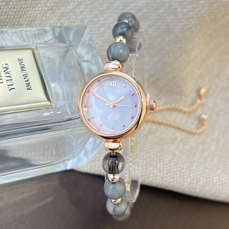 Pearl Bracelet Womens Quartz Watch Niche Light-luxury Design With A Small Dial And A Pull-out Adjustable Band