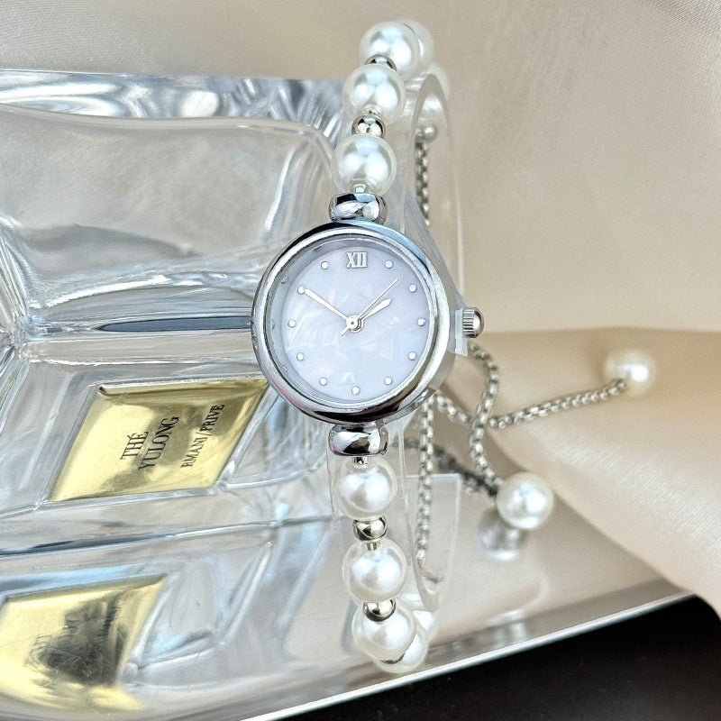 Pearl Bracelet Womens Quartz Watch Niche Light-luxury Design With A Small Dial And A Pull-out Adjustable Band
