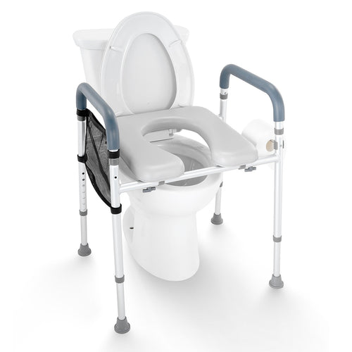 Adjustable Raised Toilet Seat with Handles – Medical Elevated Toilet Seat for Seniors, Disabled & Post Surgery Recovery (350 lb Capacity)