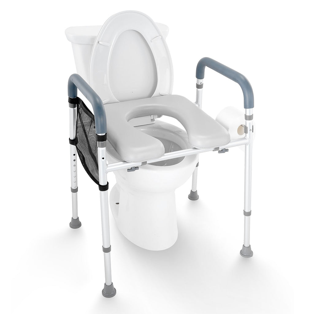 Adjustable Raised Toilet Seat with Handles – Medical Elevated Toilet Seat for Seniors, Disabled & Post Surgery Recovery (350 lb Capacity)
