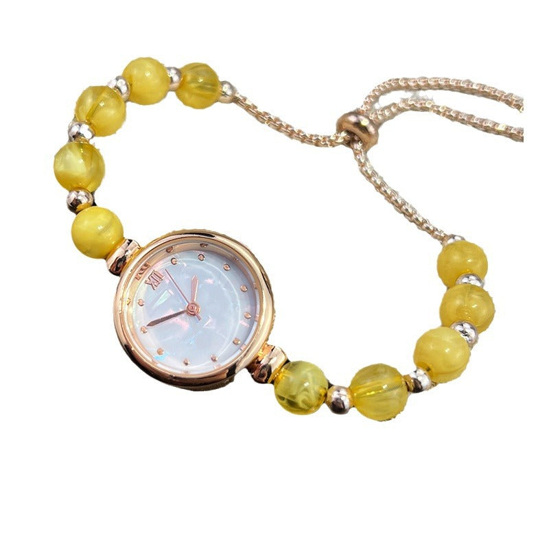 Pearl Bracelet Womens Quartz Watch Niche Light-luxury Design With A Small Dial And A Pull-out Adjustable Band