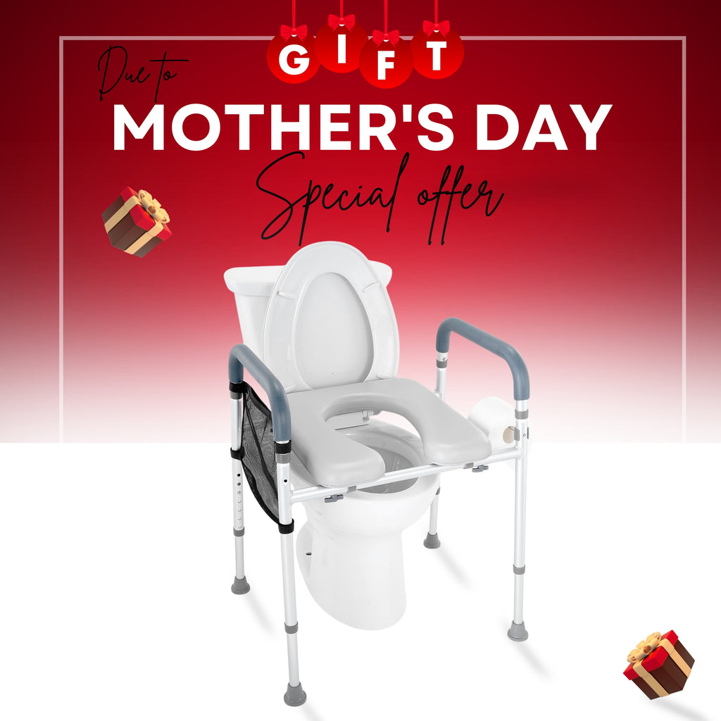 Adjustable Raised Toilet Seat with Handles – Medical Elevated Toilet Seat for Seniors, Disabled & Post Surgery Recovery (350 lb Capacity)