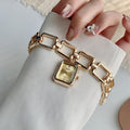 Womens Decorative Watch With Square Pendant And Bracelet Style