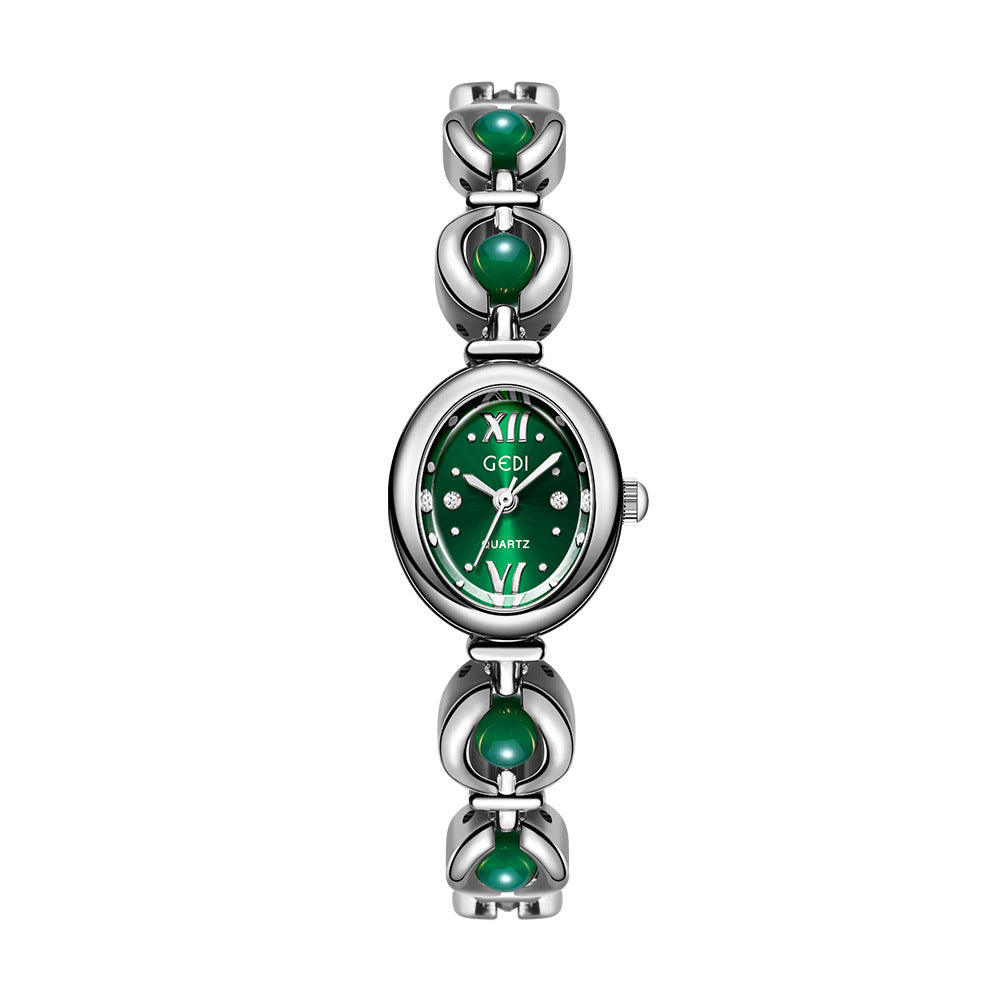 Gedi National Style Emerald Good-looking Bracelet Watch Niche High-grade Light Luxury Shell Pearls Exquisite Women's Quartz Watch
